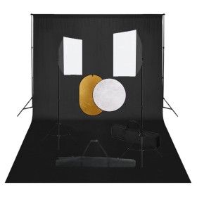 Fotostudio-Set mit Softbox-Lichtern, Hintergrund und Reflektor von vidaXL, Blitze und Studiobeleuchtung - Ref: Foro24-3067055...