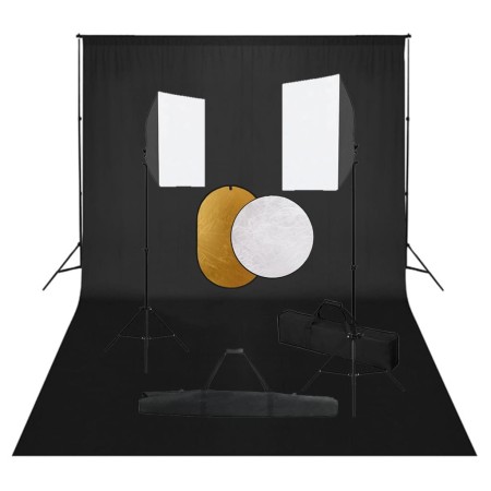 Photo studio kit with softbox lights, background and reflector by vidaXL, Flashes and studio lighting - Ref: Foro24-3067055, ...