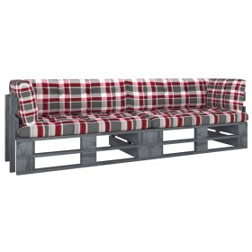 2-Sitzer-Palettensofa mit grau imprägnierten Kiefernholzkissen von vidaXL, Gartensets - Ref: Foro24-3066637, Preis: 221,93 €,...