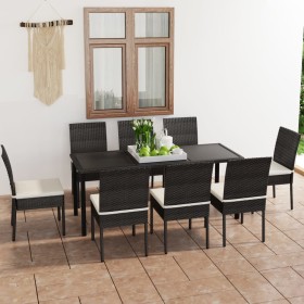 Garten-Essgruppe 9-teilig aus schwarzem synthetischem Rattan von vidaXL, Gartensets - Ref: Foro24-3065698, Preis: 545,59 €, R...