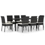 Conjunto de comedor de jardín 9 piezas ratán sintético negro de vidaXL, Conjuntos de jardín - Ref: Foro24-3065698, Precio: 56...