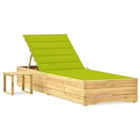 Garden lounger with impregnated pine wood table and cushion by vidaXL, Loungers - Ref: Foro24-3065935, Price: 143,99 €, Disco...