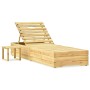 Tumbona de jardín con mesa y cojín de madera de pino impregnada de vidaXL, Tumbonas - Ref: Foro24-3065935, Precio: 143,34 €, ...