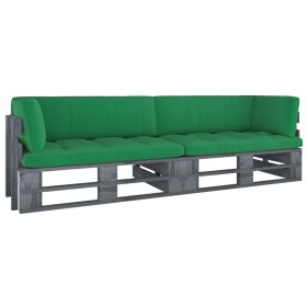 2-seater pallet sofa with gray cushions and impregnated pine wood by vidaXL, Garden sets - Ref: Foro24-3066630, Price: 217,99...