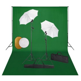 Fotostudio-Set, Lampen, Regenschirme, Hintergrund und Reflektor von vidaXL, Blitze und Studiobeleuchtung - Ref: Foro24-306707...