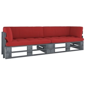 2-Sitzer-Palettensofa mit grau imprägnierten Kiefernholzkissen von vidaXL, Gartensets - Ref: Foro24-3066631, Preis: 237,05 €,...