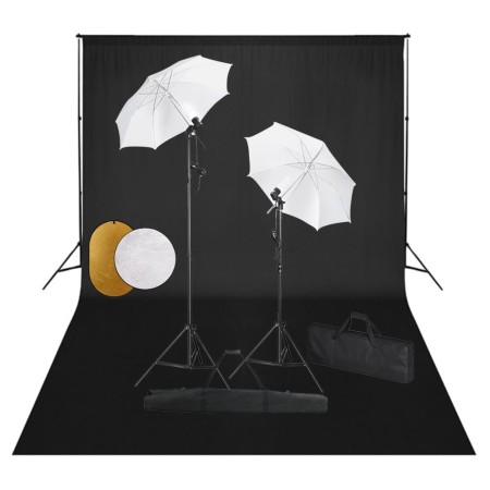 Fotostudio-Set, Lampen, Regenschirme, Hintergrund und Reflektor von vidaXL, Blitze und Studiobeleuchtung - Ref: Foro24-306707...