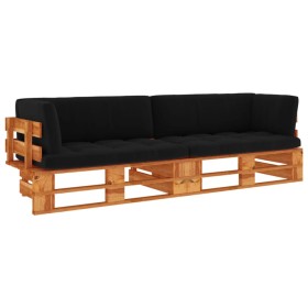 2-seater pallet sofa with brown impregnated pine wood cushions by vidaXL, Garden sets - Ref: Foro24-3066668, Price: 239,99 €,...