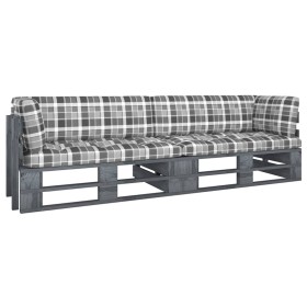 2-Sitzer-Palettensofa mit grau imprägnierten Kiefernholzkissen von vidaXL, Gartensets - Ref: Foro24-3066638, Preis: 240,48 €,...