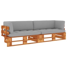 2-Sitzer-Palettensofa mit braun imprägnierten Kiefernholzkissen von vidaXL, Gartensets - Ref: Foro24-3066663, Preis: 269,59 €...