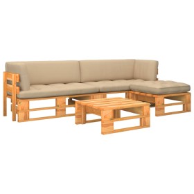 4-piece pallet furniture and honey-impregnated pine wood cushions by vidaXL, Garden sets - Ref: Foro24-3066808, Price: 332,99...