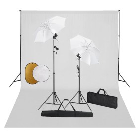 Fotostudio-Set für Lampen, Sonnenschirme, Hintergrund und Reflektor von vidaXL, Blitze und Studiobeleuchtung - Ref: Foro24-30...