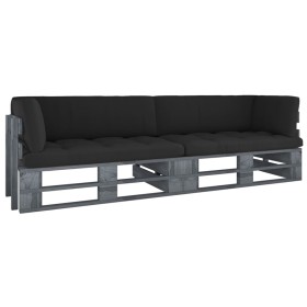 2-seater pallet sofa with gray cushions and impregnated pine wood by vidaXL, Garden sets - Ref: Foro24-3066632, Price: 274,89...