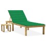 Garden sun lounger with table and cushion made of impregnated pine wood. by vidaXL, Loungers - Ref: Foro24-3065839, Price: 12...