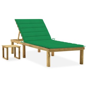 Gartenliege mit Tisch und Kissen aus imprägniertem Zirbenholz von vidaXL, Liegen - Ref: Foro24-3065839, Preis: 121,52 €, Raba...