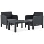 Set de muebles jardín 3 piezas cojines PP ratán gris antracita de vidaXL, Conjuntos de jardín - Ref: Foro24-3067233, Precio: ...