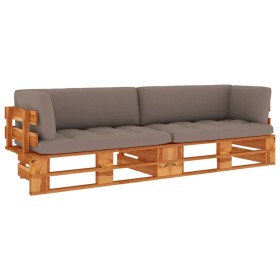 2-Sitzer-Palettensofa mit braun imprägnierten Kiefernholzkissen von vidaXL, Gartensets - Ref: Foro24-3066669, Preis: 246,99 €...