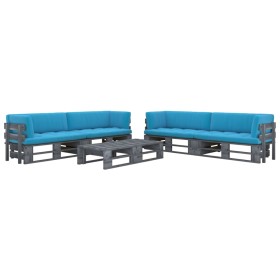 6-piece pallet furniture and gray impregnated pine wood cushions by vidaXL, Garden sets - Ref: Foro24-3066989, Price: 507,99 ...