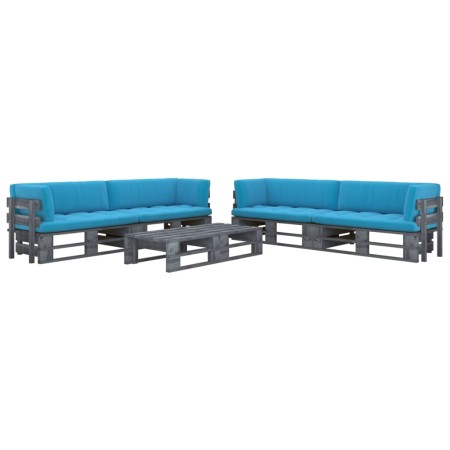 6-piece pallet furniture and gray impregnated pine wood cushions by vidaXL, Garden sets - Ref: Foro24-3066989, Price: 578,92 ...