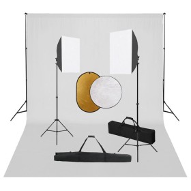 Fotostudio-Kit mit Softbox-Beleuchtung, Hintergrund und Reflektor von vidaXL, Blitze und Studiobeleuchtung - Ref: Foro24-3067...