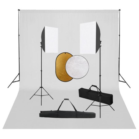 Kit de estudio fotográfico con luces softbox, fondo y reflector de vidaXL, Flashes e iluminaciones de estudio - Ref: Foro24-3...