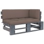 Eckgartensofa aus grau imprägnierten Kiefernholzpaletten von vidaXL, Modulare Sofas für den Außenbereich - Ref: Foro24-306656...