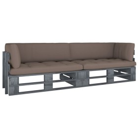 2-Sitzer-Palettensofa mit grau imprägnierten Kiefernholzkissen von vidaXL, Gartensets - Ref: Foro24-3066633, Preis: 239,99 €,...