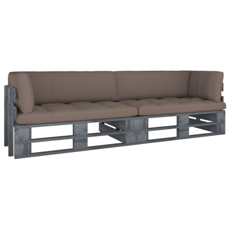 2-seater pallet sofa with gray impregnated pine wood cushions by vidaXL, Garden sets - Ref: Foro24-3066633, Price: 268,22 €, ...