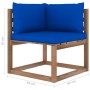 Eck-Gartensofa aus Paletten mit blauen Kissen von vidaXL, Outdoor-Sofas - Ref: Foro24-3067246, Preis: 77,25 €, Rabatt: %