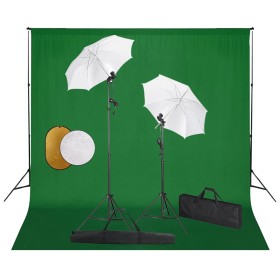 Fotostudio-Set, Lampen, Regenschirme, Hintergrund und Reflektor von vidaXL, Blitze und Studiobeleuchtung - Ref: Foro24-306707...