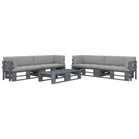 6-piece pallet furniture and gray impregnated pine wood cushions by vidaXL, Garden sets - Ref: Foro24-3066987, Price: 657,53 ...