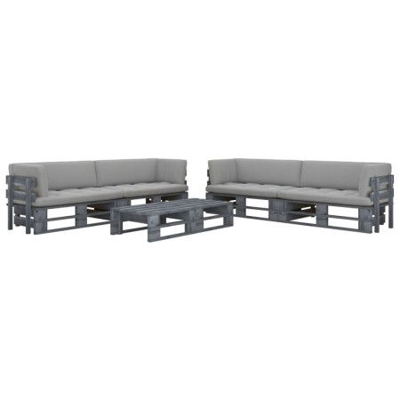 6-piece pallet furniture and gray impregnated pine wood cushions by vidaXL, Garden sets - Ref: Foro24-3066987, Price: 622,65 ...