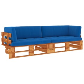 Two-seater pallet sofa with pine wood cushions in brown impregnated wood. by vidaXL, Garden sets - Ref: Foro24-3066670, Price...