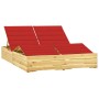 Double lounger and red impregnated pine wood cushions by vidaXL, Loungers - Ref: Foro24-3065990, Price: 278,99 €, Discount: %