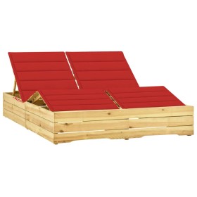 Tumbona doble y cojines rojos madera pino impregnada de vidaXL, Tumbonas - Ref: Foro24-3065990, Precio: 279,12 €, Descuento: %