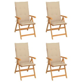 Garden chairs 4 pcs solid teak wood with beige cushions by vidaXL, Garden chairs - Ref: Foro24-3065533, Price: 473,30 €, Disc...