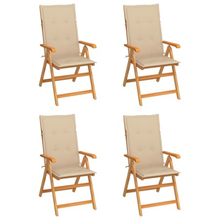 Garden chairs 4 pcs solid teak wood with beige cushions by vidaXL, Garden chairs - Ref: Foro24-3065533, Price: 444,99 €, Disc...