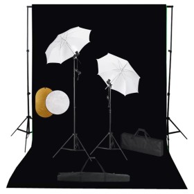 Photo studio kit, lamps, umbrellas, background and reflector by vidaXL, Flashes and studio lighting - Ref: Foro24-3067071, Pr...