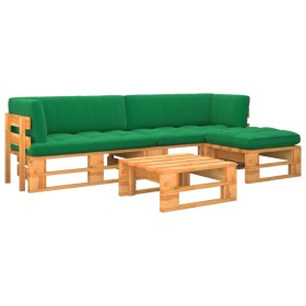 4-piece pallet furniture set with pine wood cushions in honey color. by vidaXL, Garden sets - Ref: Foro24-3066810, Price: 292...