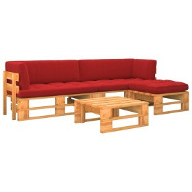 4-piece pallet furniture and honey-impregnated pine wood cushions by vidaXL, Garden sets - Ref: Foro24-3066811, Price: 276,99...