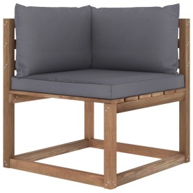 Garten-Ecksofa aus Paletten mit anthrazitgrauen Kissen von vidaXL, Outdoor-Sofas - Ref: Foro24-3067236, Preis: 77,99 €, Rabat...