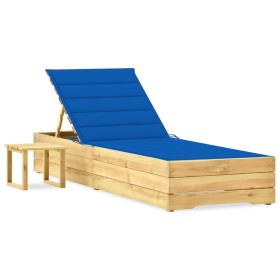 Garden lounger with impregnated pine wood table and cushion by vidaXL, Loungers - Ref: Foro24-3065934, Price: 143,99 €, Disco...