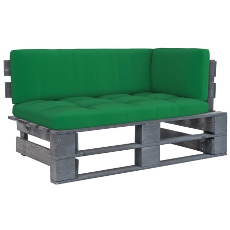 Eckgartensofa aus grau imprägnierten Kiefernholzpaletten von vidaXL, Modulare Sofas für den Außenbereich - Ref: Foro24-306655...