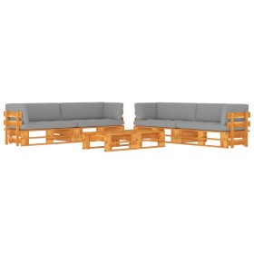 Pallet furniture 6 pieces and cushions made of pine wood treated with honey stain. by vidaXL, Garden sets - Ref: Foro24-30670...