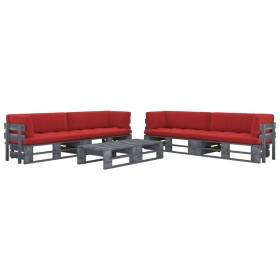 6-piece pallet furniture and gray impregnated pine wood cushions by vidaXL, Garden sets - Ref: Foro24-3066991, Price: 492,99 ...