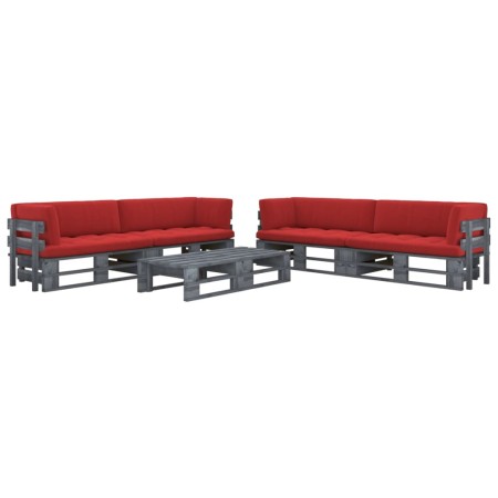 6-piece pallet furniture and gray impregnated pine wood cushions by vidaXL, Garden sets - Ref: Foro24-3066991, Price: 599,31 ...