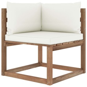 Corner garden pallet sofa with cream cushions by vidaXL, Outdoor sofas - Ref: Foro24-3067238, Price: 88,38 €, Discount: %