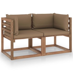 2-Sitzer-Gartensofa aus Paletten mit taupefarbenen Kissen von vidaXL, Gartensets - Ref: Foro24-3067280, Preis: 136,99 €, Raba...