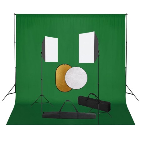 Fotostudio-Set mit Softbox-Lichtern, Hintergrund und Reflektor von vidaXL, Blitze und Studiobeleuchtung - Ref: Foro24-3067051...