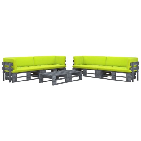 Pallet furniture 6 pieces and cushions made of gray impregnated pine wood. by vidaXL, Garden sets - Ref: Foro24-3066995, Pric...